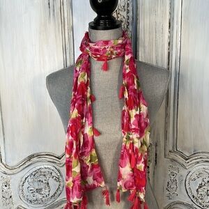 Lands End Colorful Lightweight Muslin Tassle Fringed Versatile Scarf